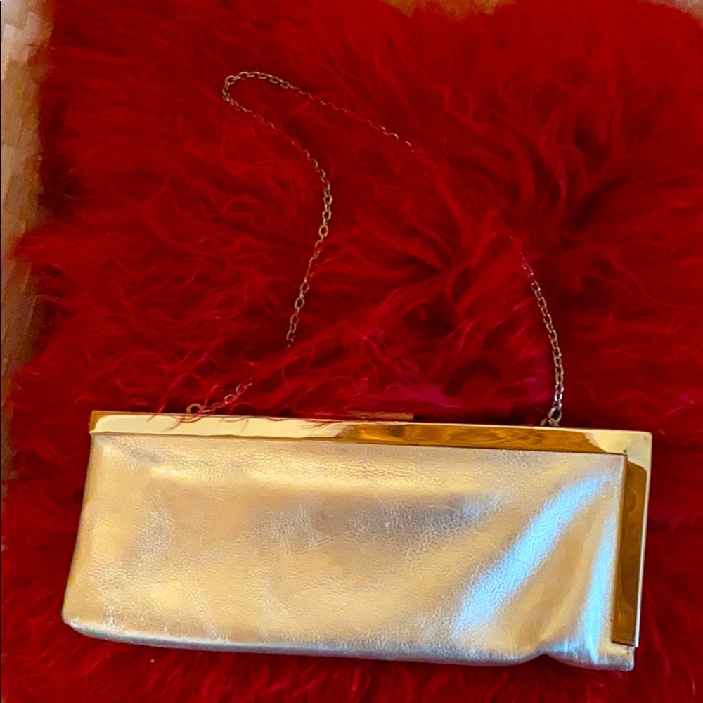 Calvin Klein Silver Metallic Clutch